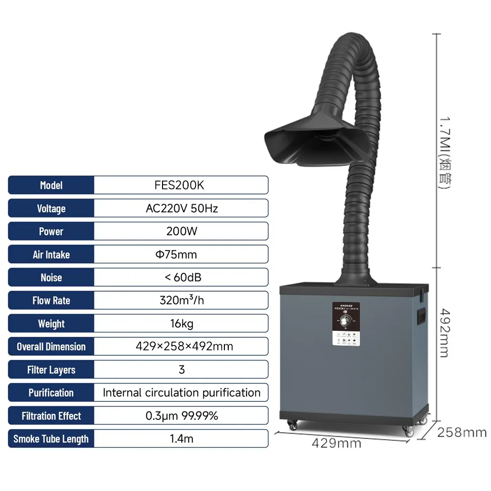 Industrial Laser Welding - KNOKOO 200W Filtro de Poeira Industrial
