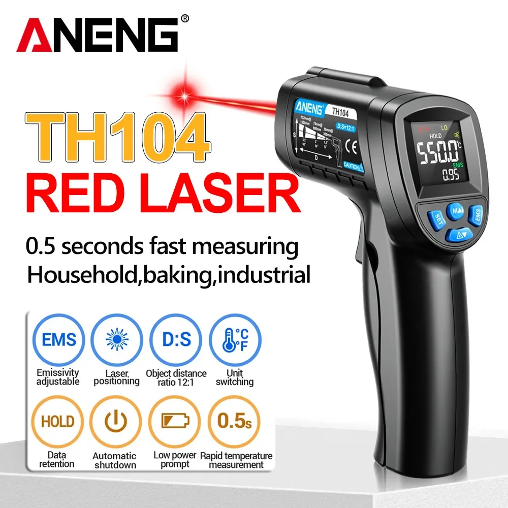 Industrial Laser Temperature Sensor - Termômetro Infravermelho Portátil ANENG TH104 -50~550