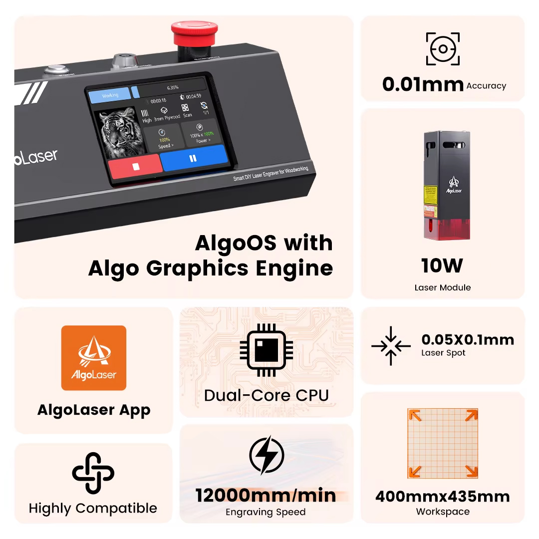Algolaser diy mesa 40*43cm cnc - Industrial Laser Etching Machine avaliação e preço